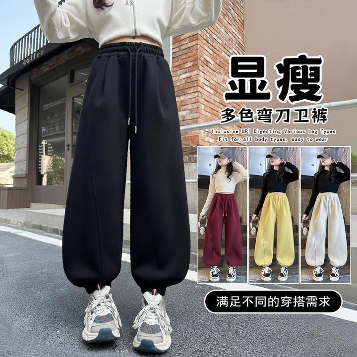 女童黑色裤子秋季2025新款洋气儿童早秋卫裤秋装初中生女孩运动裤