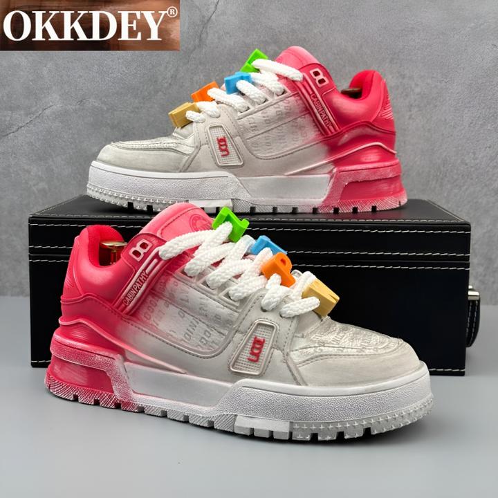 okkdey轻奢男生鞋子厚底板鞋男款拼色增高小白鞋明星同款网红鞋子