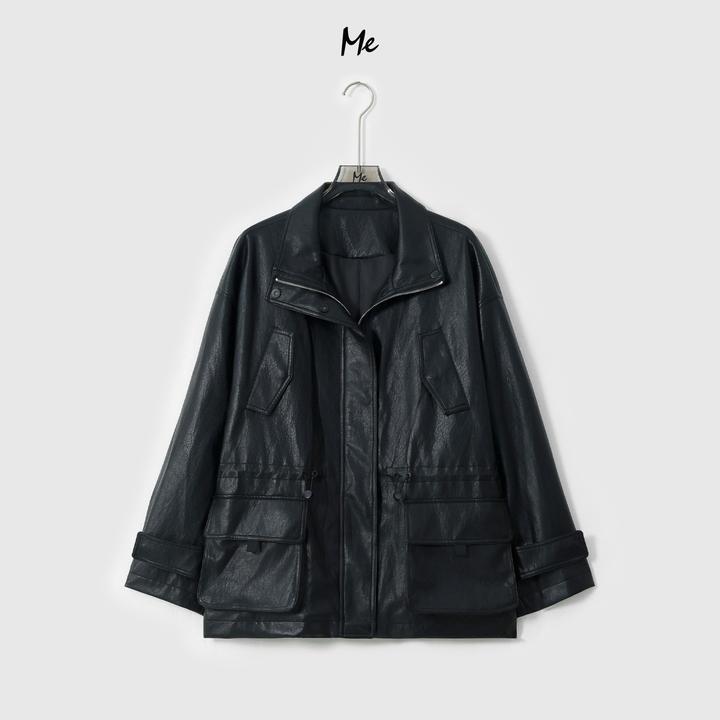 ME【卡利亚】复古哑光感收腰显瘦时尚百搭宽松一手长外套MESA0430