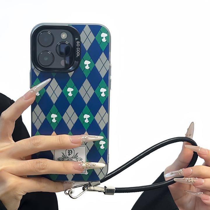ins格子适用苹果16PROMAX手机壳P70小众简约保护套IPHONE15菱格纹