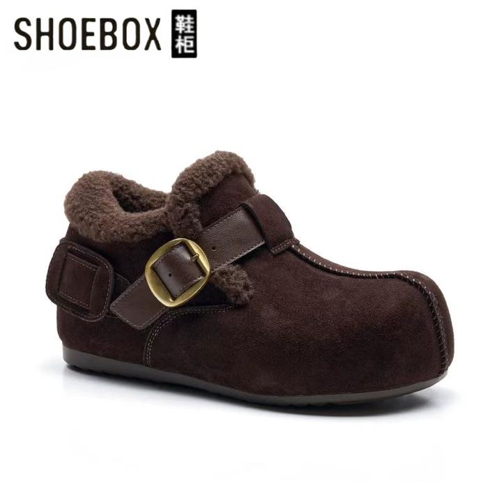 6cm内增高加绒勃肯鞋冬季女2025年秋冬保暖毛毛鞋加厚雪地靴棉鞋