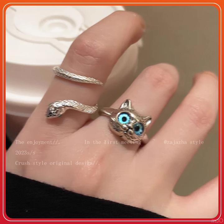 食指环钛钢戒指小众高级感小蛇时尚独特戒指女猫咪冷淡风指戒