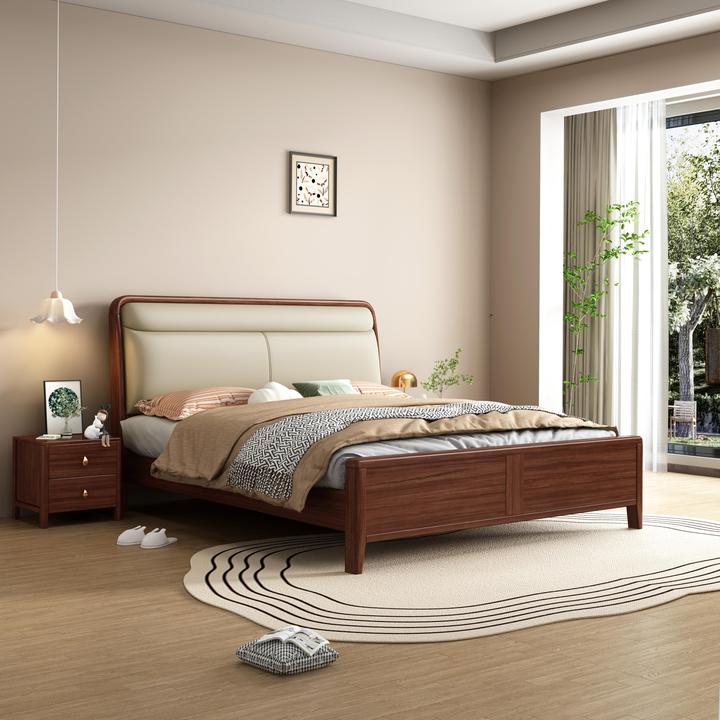 启聚B12#家用简约现代榫卯结构2025款主卧大床高级感