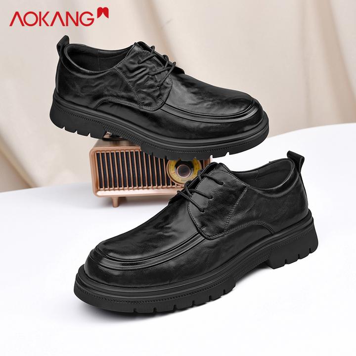 奥康休闲皮鞋耐磨男一脚蹬商务皮鞋鞋子商务男士时尚英伦风低帮