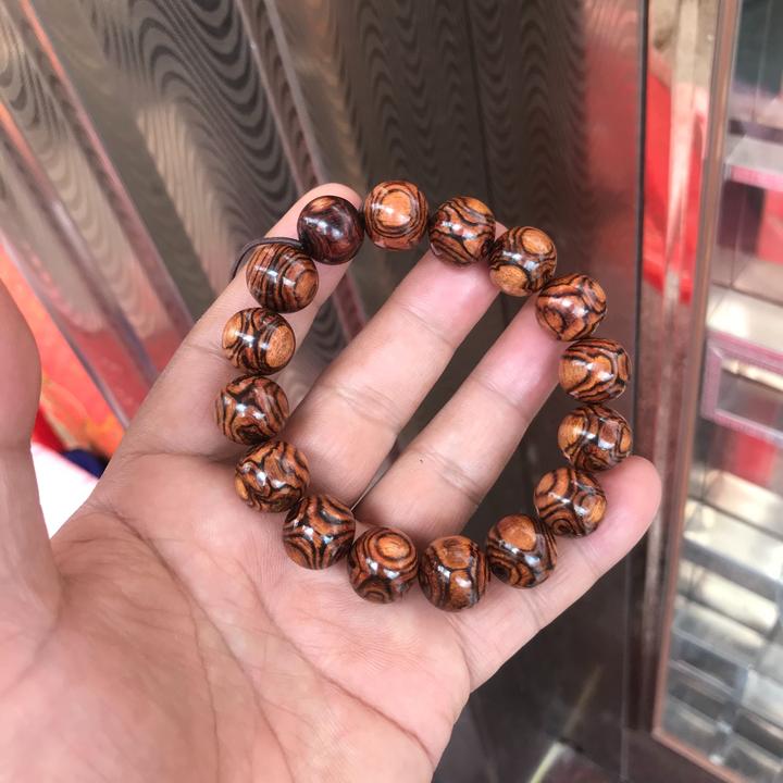 正宗精品海南黄花梨鬼脸圆珠手串紫油梨料1.4尺寸男士文玩