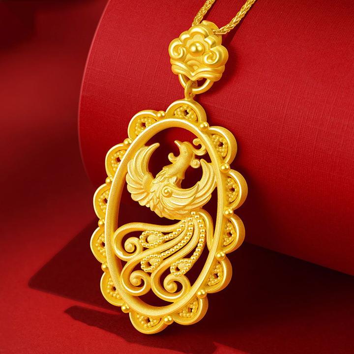 铜合金项链 简约百搭款富贵凤凰孔雀黑绳项链