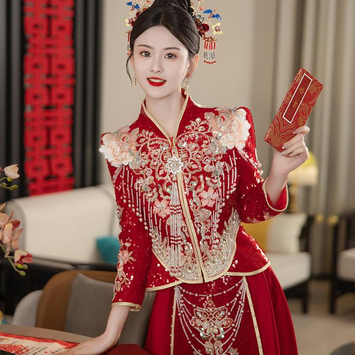 秀禾服婚服2025新款新娘结婚中式嫁衣出阁出嫁敬酒小个子秀禾服女