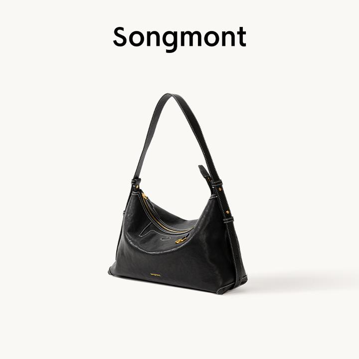 Songmont腋下植鞣牛皮包 山下有松复古通勤包 车缝线设计通勤包