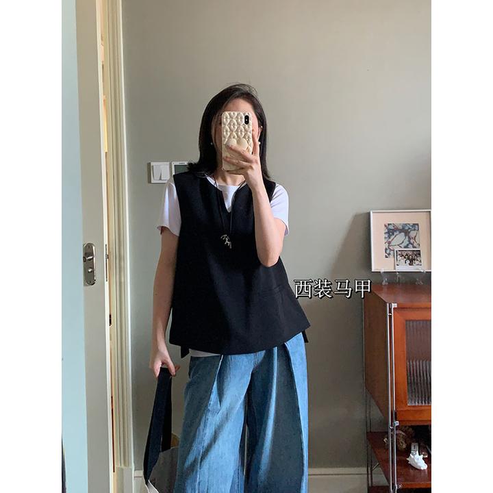 花总吖【京都明信片】初秋新款韩版设计感气质宽松马甲R425B10085