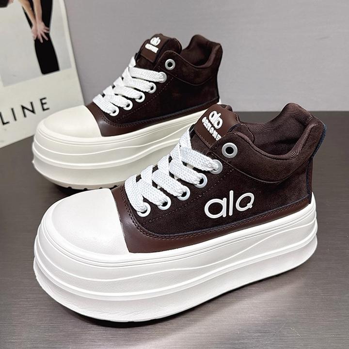 丑萌大头高帮鞋秋季新款真皮百搭小众鞋子增高轻便休闲运动面包鞋