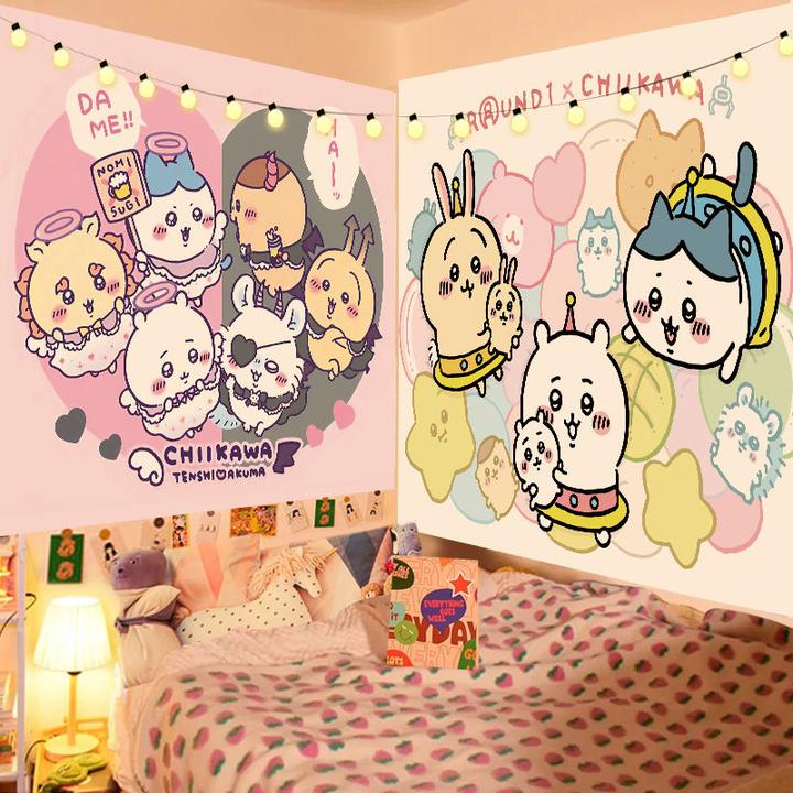 挂布网红卡通可爱装饰墙学生宿舍卧室床头装饰布背景布出租房挂毯