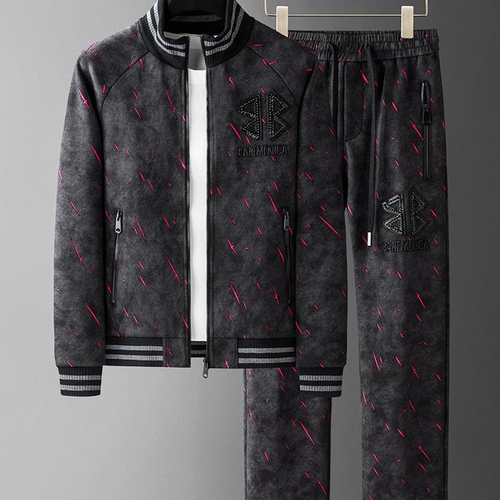 2025秋冬新款男士潮流加厚运动休闲开衫卫衣套装男炸街时尚两件套