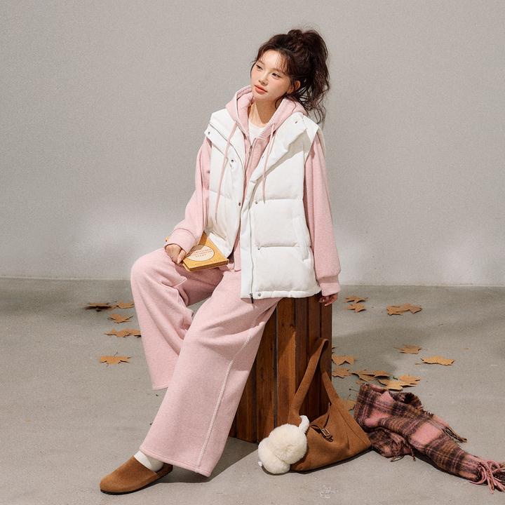 张大人【牛奶布蕾】大码女装微胖妹妹温柔韩系粉连帽卫衣阔腿裤套装