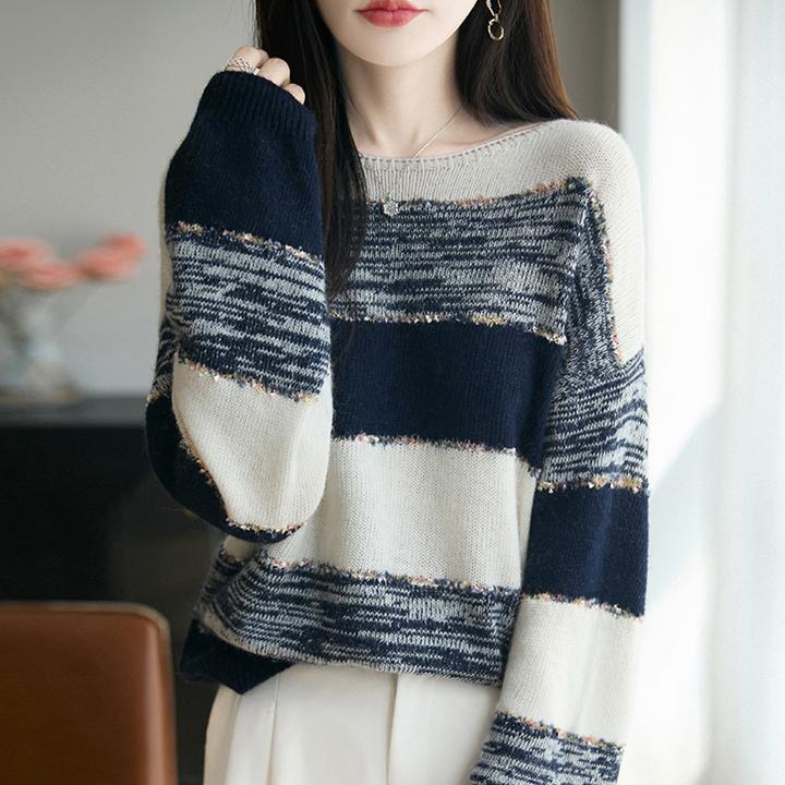 微胖mm春秋大码女士一字领毛衣遮肚子显瘦气质上衣内搭针织打底衫