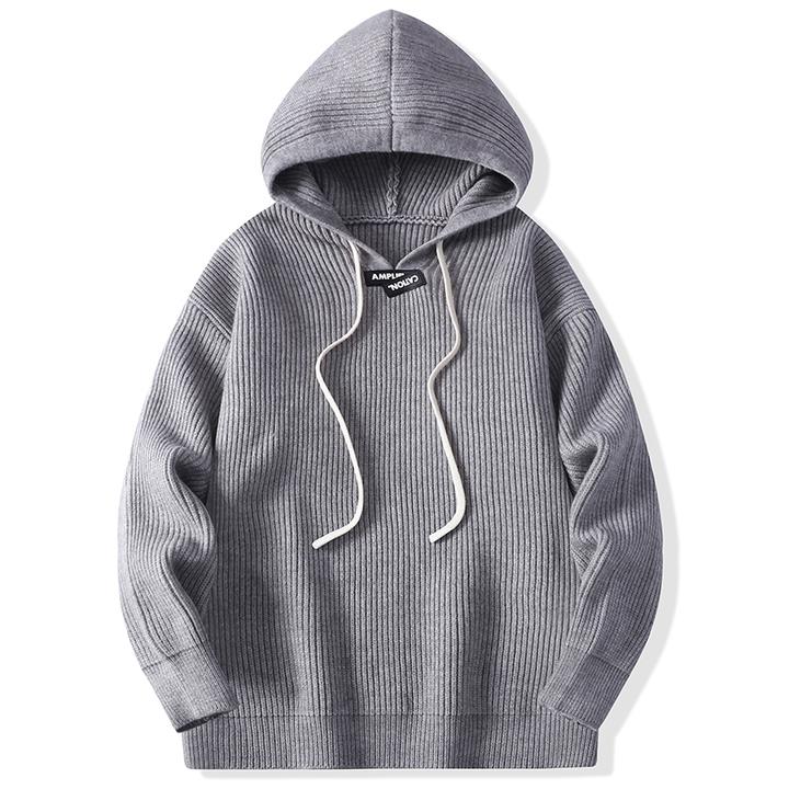 连帽毛衣男秋冬款青少年潮牌宽松加厚线衣初中高中学生针织打底衫