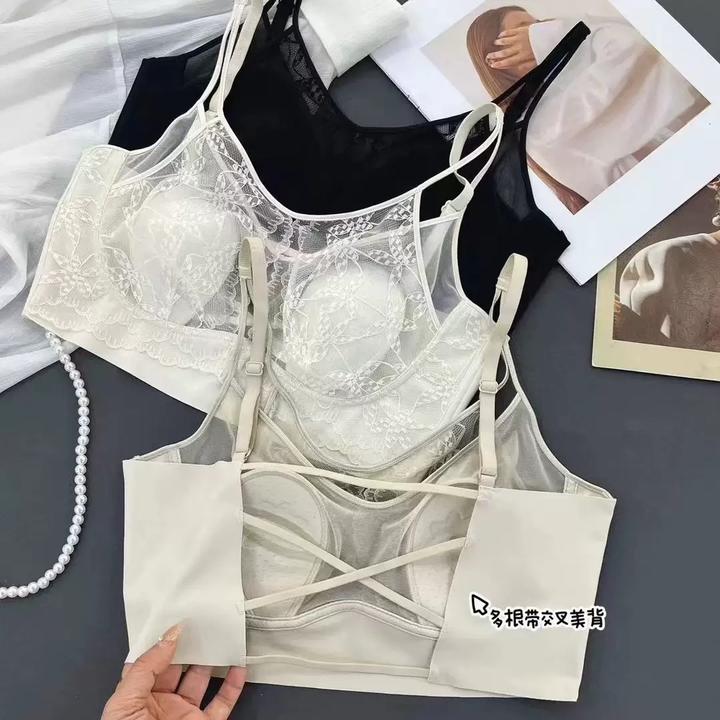 新款内衣性感蕾丝女设计感大露背修身辣妹短款美背心