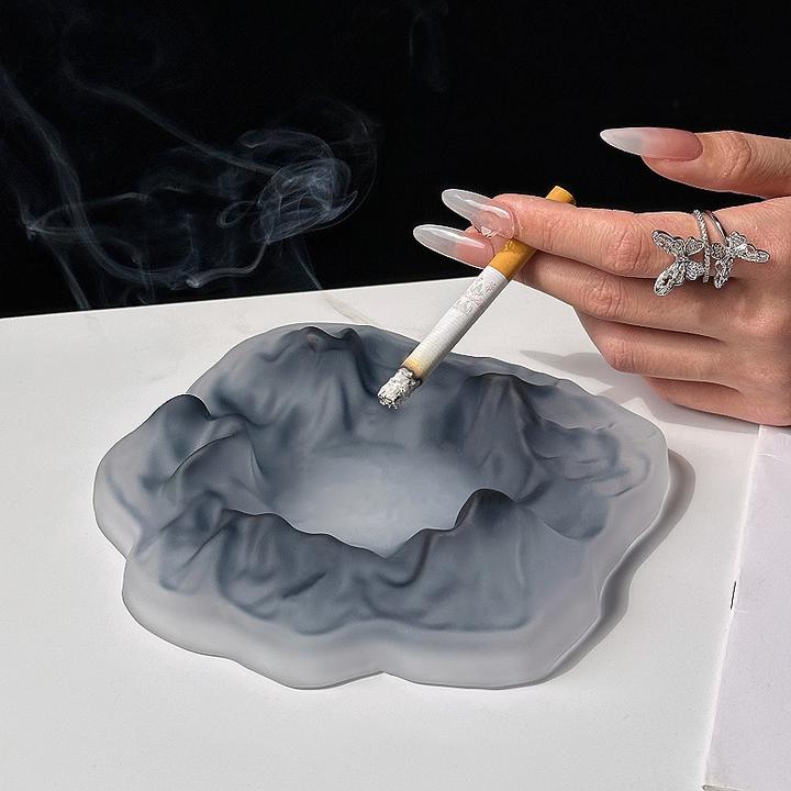 高级感冰山烟灰缸家用客厅高颜值磨砂红时尚摆件创意高档防飞烟缸