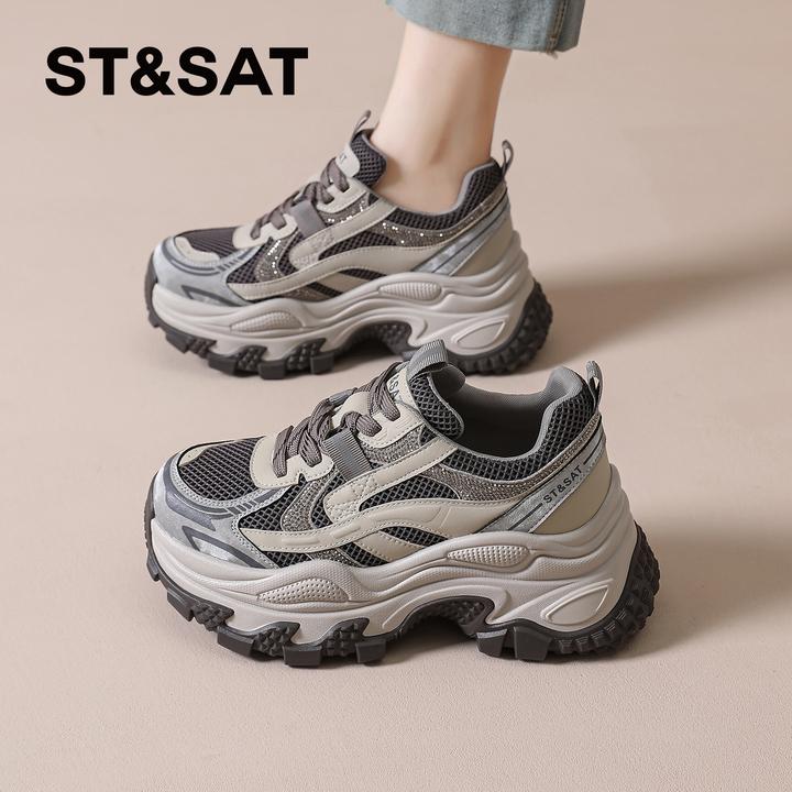 星期六爆款复古老爹鞋女士2025新款秋冬厚底显脚小运动鞋巨好看女