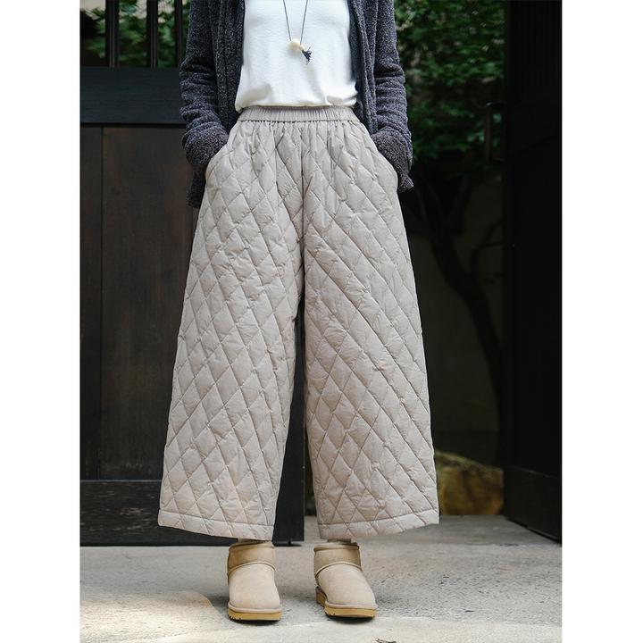 麻霖高支高密桑蚕丝棉面里同料90白鹅绒加厚保暖休闲九分羽绒裤