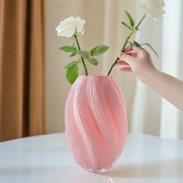 北欧轻奢插花鲜花仿真花器卧室客厅餐桌小摆件麦芽糖家居玻璃花瓶