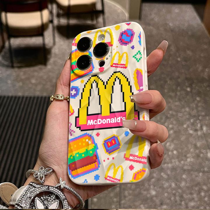像素风麦当劳适用iphone1617苹果15pro手机壳14p褶皱13磨砂12/11