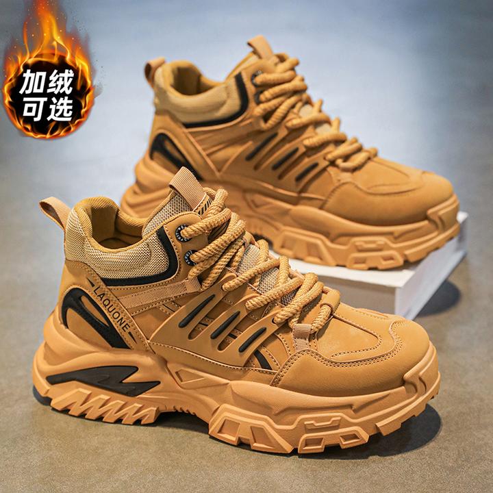 劳保男鞋2025冬季工作防水防滑厚底运动登山马丁靴冬季加绒二棉鞋