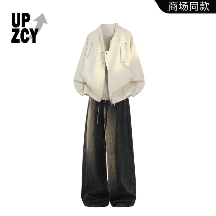 UPZCY美式工装夹克套装男秋冬潮流轻奢休闲两件套高级感痞帅男装