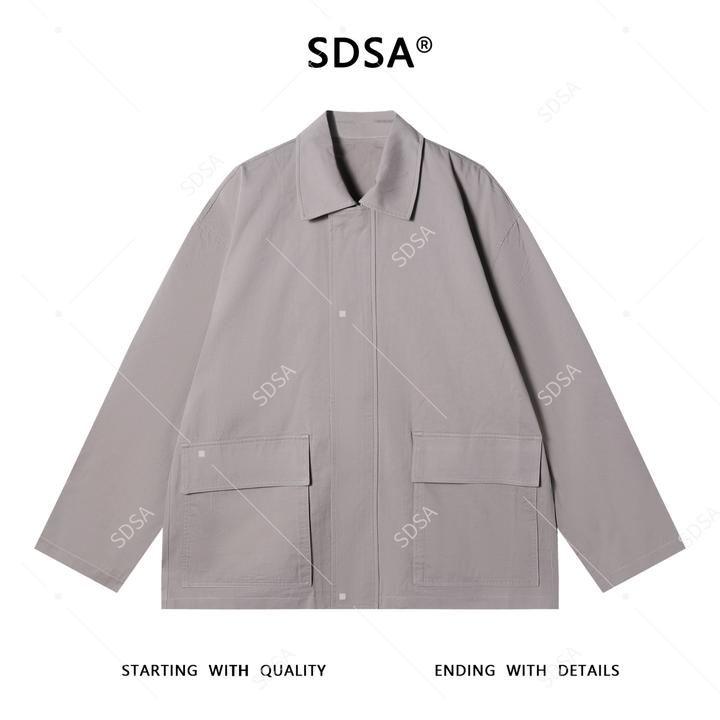 SDSA男士秋冬新款痞帅男装潮牌纯色翻领工装夹克外套时尚休闲上衣