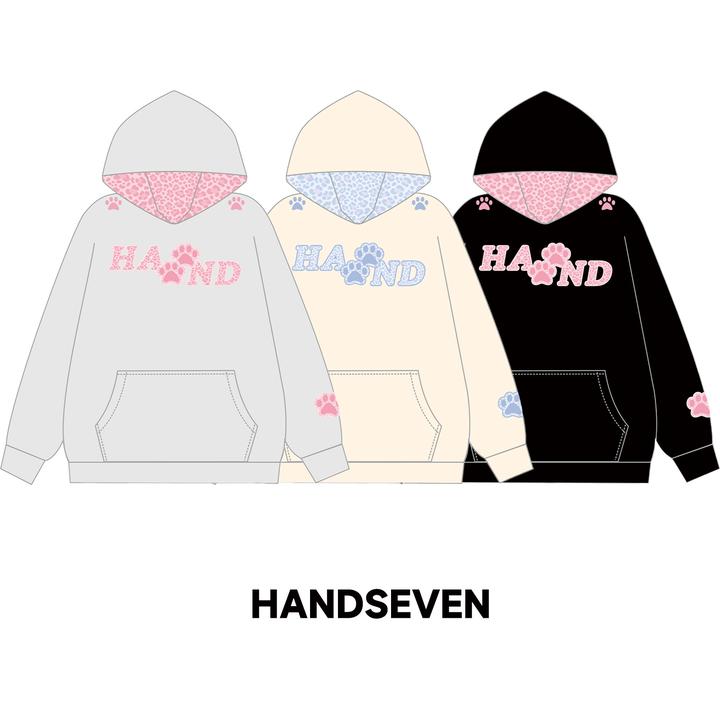 HandSeven美式拼接豹纹毛绒连帽卫衣猫爪刺绣重磅卫衣秋冬保暖衫