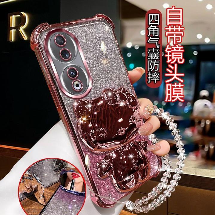 适用荣耀90猫咪补妆镜支架手机壳REA-AN00软壳女新款全包防摔个性