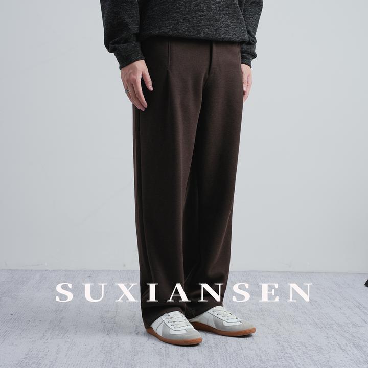 【大头叔叔】秋季羊毛醋酸百搭纯色亲肤透气垂感休闲直筒裤DDK7173