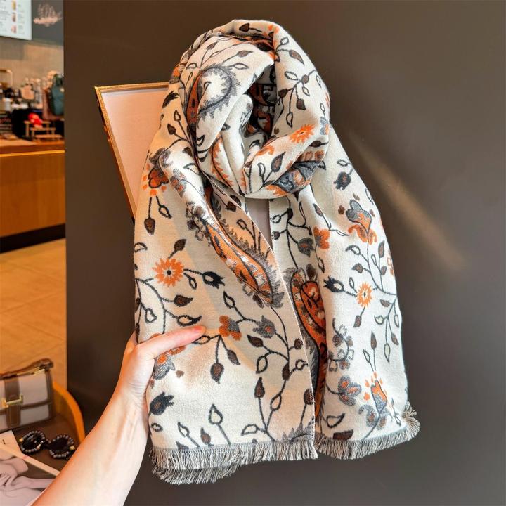 Miss Silas秋冬新款韩版洋气百搭小碎花围巾优雅羊绒空调披肩围脖