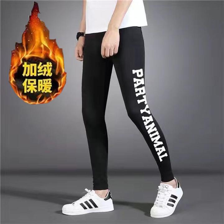 秋冬季新款打底裤男士加绒加厚保暖裤男学生时尚修身大码青年中腰
