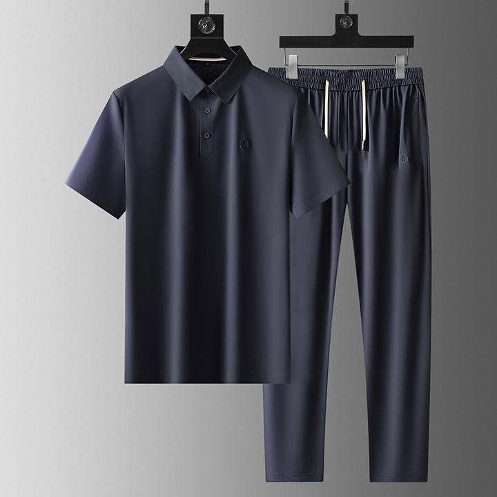 JOZDICE/纪治迪哲运动套装无痕压胶冰丝商务丝滑百搭男士夏装套装