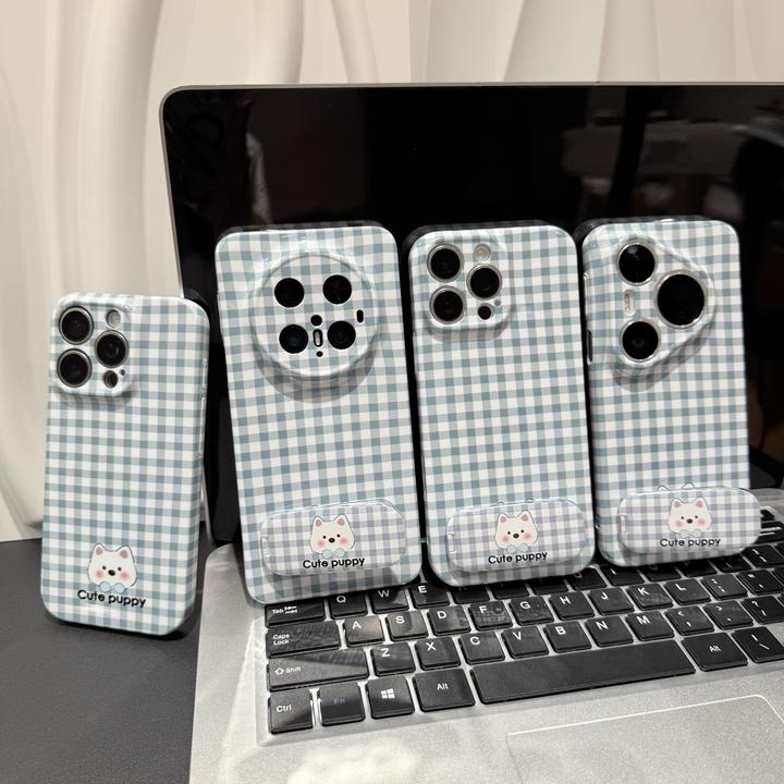 蓝格子西高地支架适用苹果/华为/荣耀/OPPO/VIVO/小米手机壳防摔