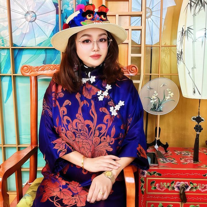 【长相忆】桑蚕丝香云纱老软缎帝王紫时尚中式太太服手工盘扣连衣裙