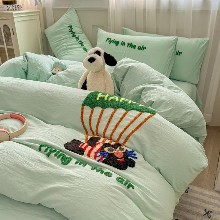 2025新款亲肤毛巾绣床上四件套非全棉纯棉被套宿舍床单被罩床品