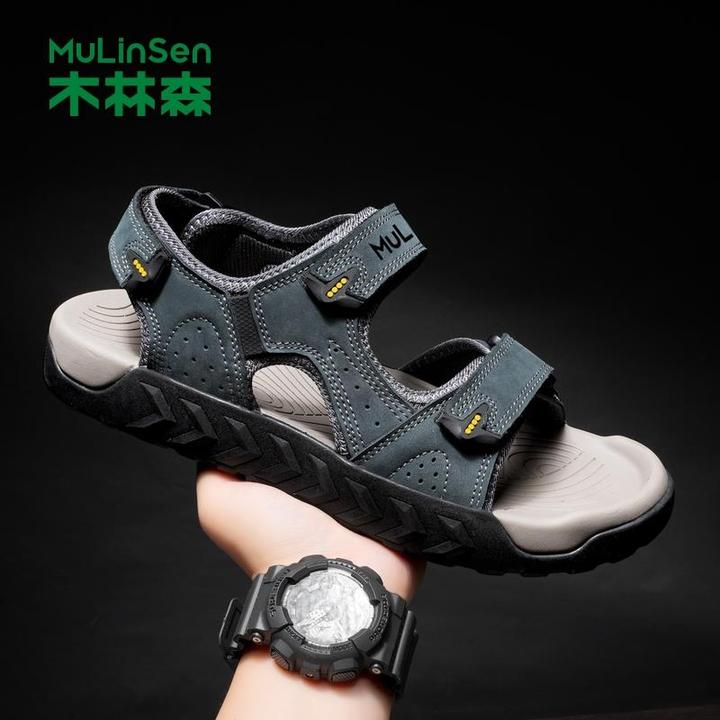 木林森凉鞋男款秋季运动休闲户外沙滩鞋男士真皮软底防滑凉拖鞋子
