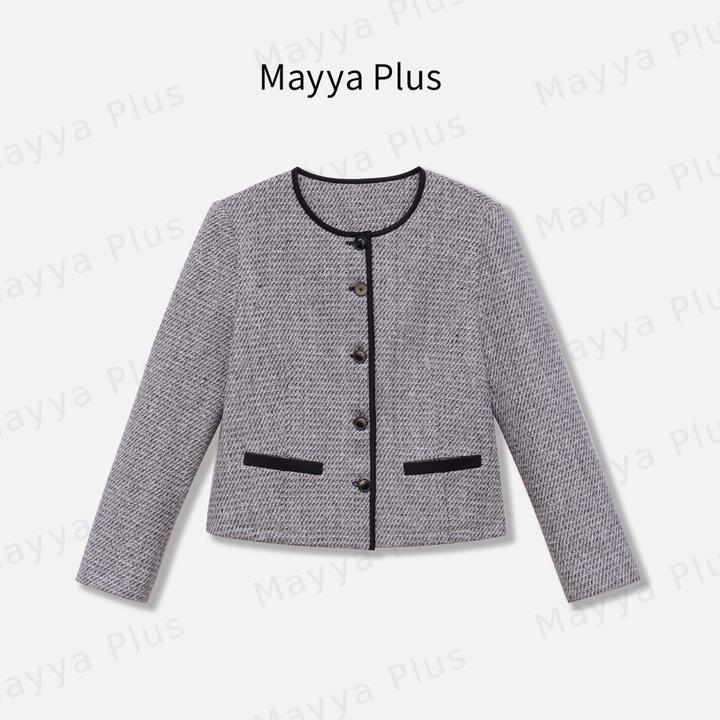 【珍妮旅途】Mayya Plus麦芽定制流光风小香风西装毛呢外套32537206