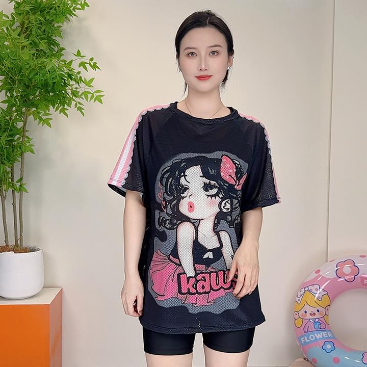 运动保守游泳衣女遮肉分体三件套罩衫宽松大码胖mm显瘦遮肉速干