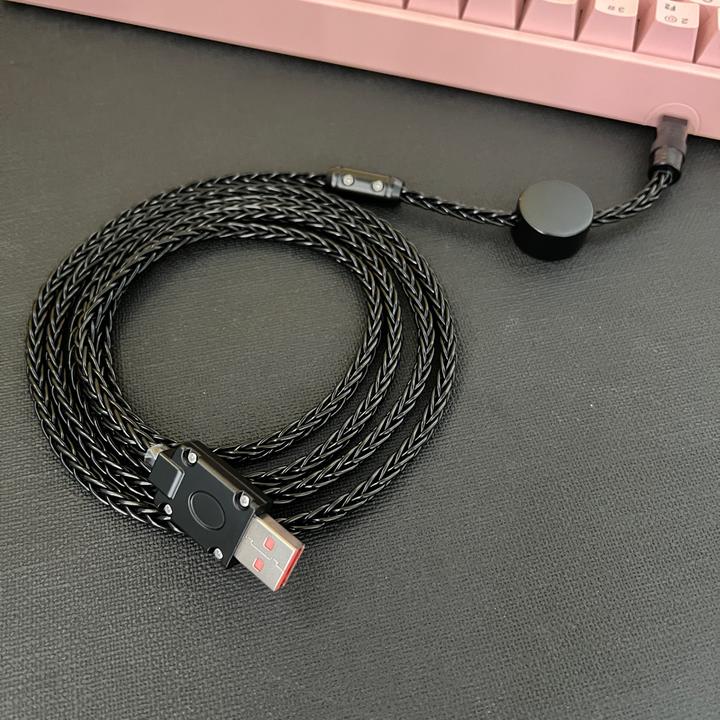 8K键盘线高颜值航插线客制化纯手工8股加粗键盘航插线充电数据线