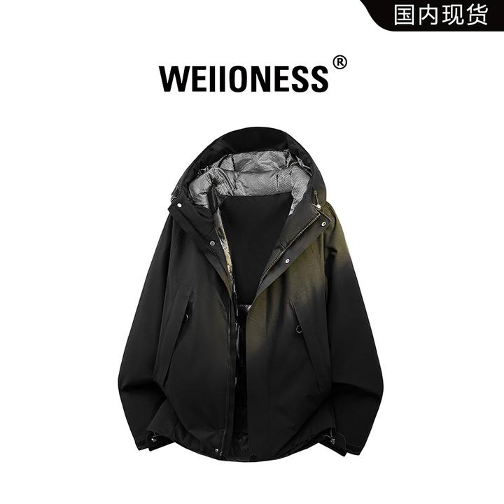 WEIIONESS拼接时尚棉衣男秋冬潮流百搭时尚保暖棉服外套轻奢男装