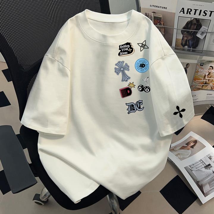 jtrt潮牌美式字母纯棉短袖T恤男女夏季2025新款宽松创意宽松上衣