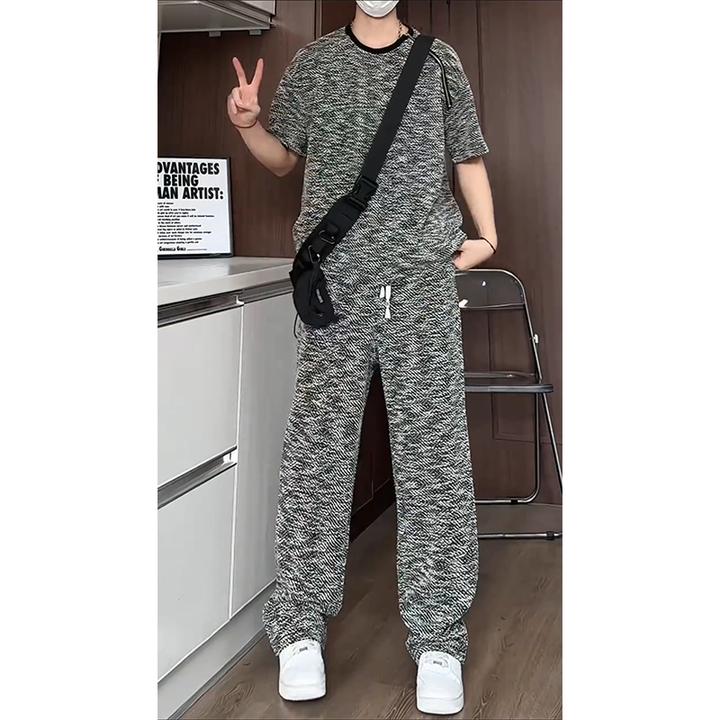 cleanfit纹理解构拉链短袖男款夏季套装高级感男生酷帅穿搭一整套