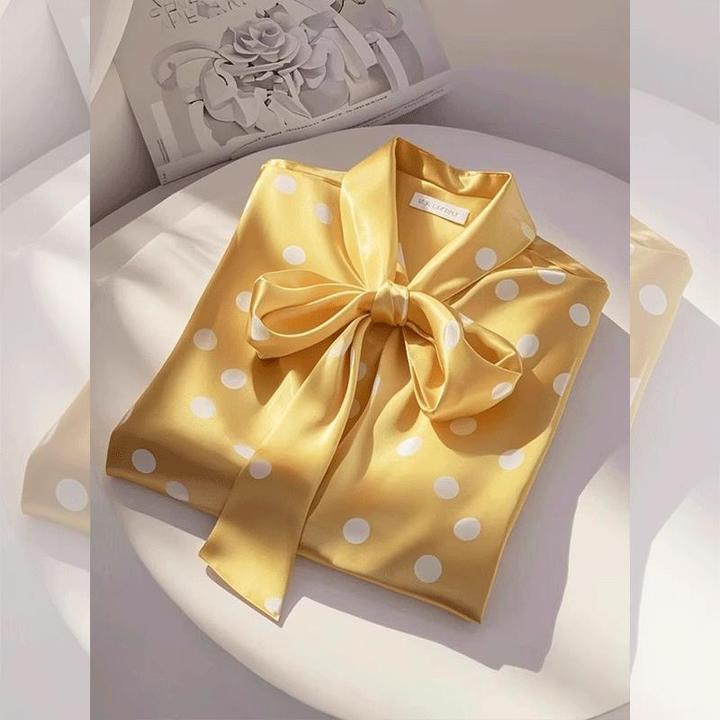 黄色多巴胺衬衫女款2025春季新款法式轻奢高级感系带衬衣洋气减龄