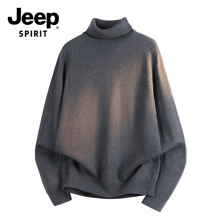 JEEPSPIRIT吉普秋冬新款男士高领针织衫毛衣男高端修身保暖打底衫