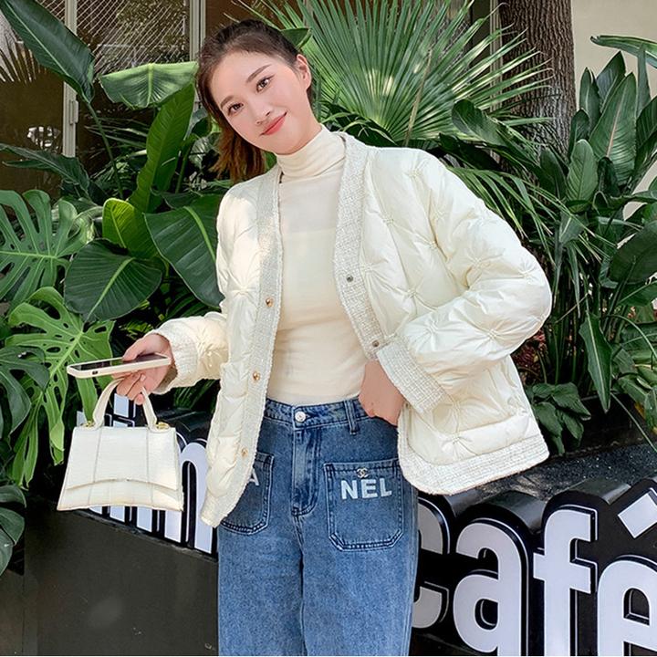 轻奢羽绒服女新款冬季短款小香风白鸭绒韩版显瘦羽绒6203