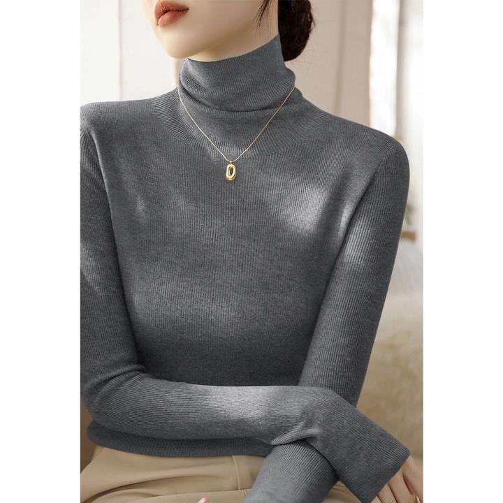 新款高级感套头内搭修身打底毛衣时尚秋冬季堆堆领长袖针织衫女装