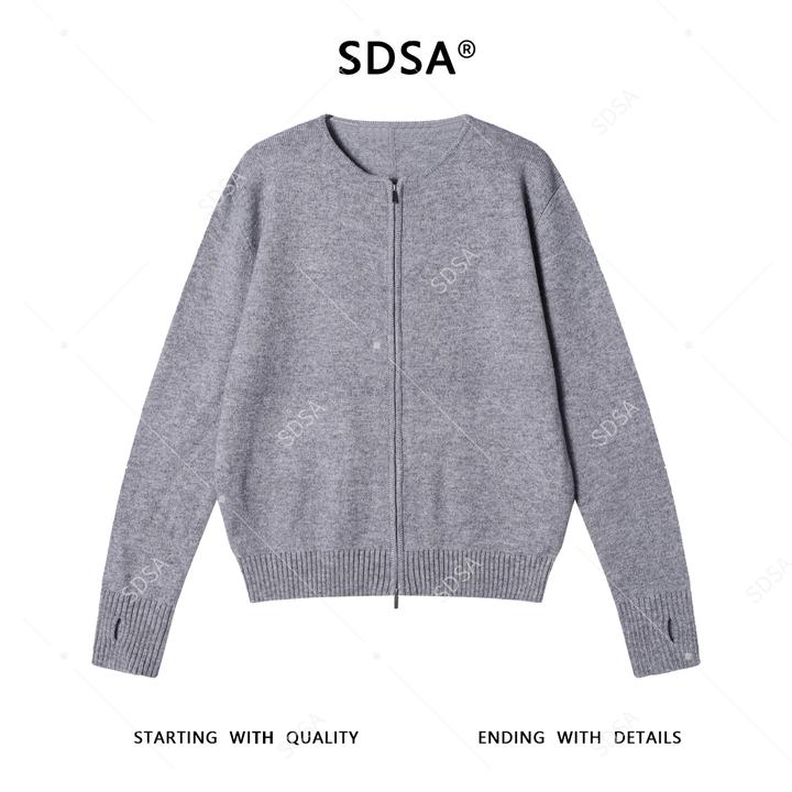SDSA男士秋冬新款痞帅男装极简风拉链无领开衫针织衫毛衣百搭时尚