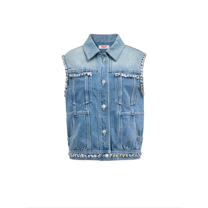 blacknini 香风织带绳染套色工艺水洗牛仔BE04DF031